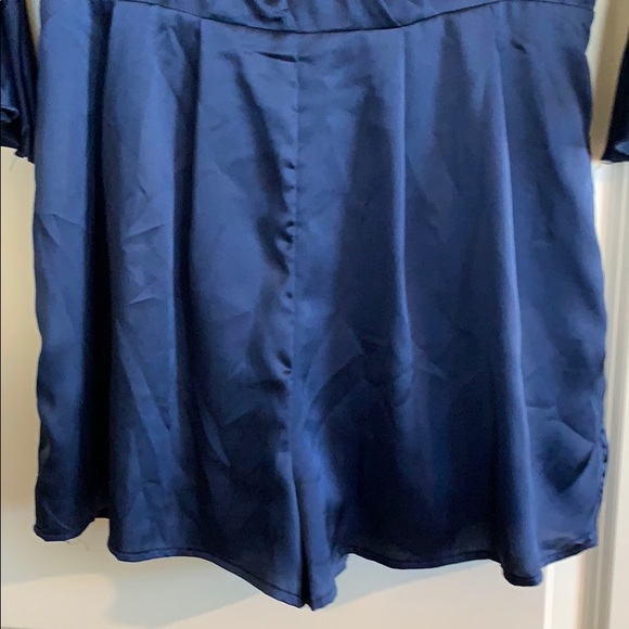 Small Navy Blue Short Romper w/ Back Zip - Picture 4 of 9